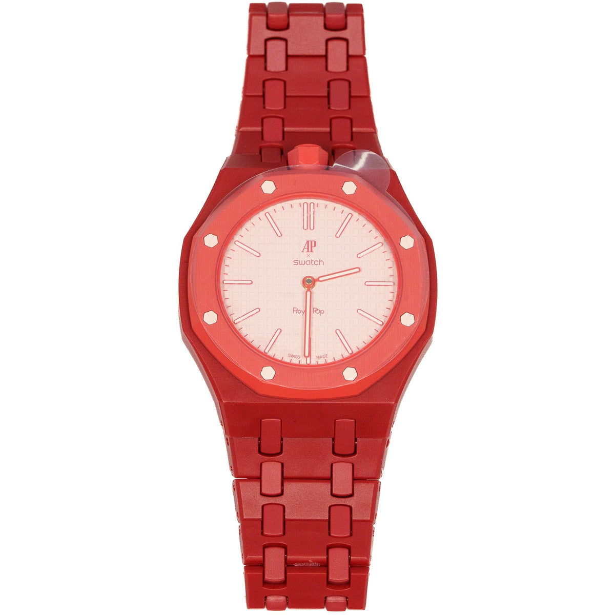 Red Ceramic Watch Strap Band with Ceramic Case Mod Kit For Swatch X AP Royal Pop