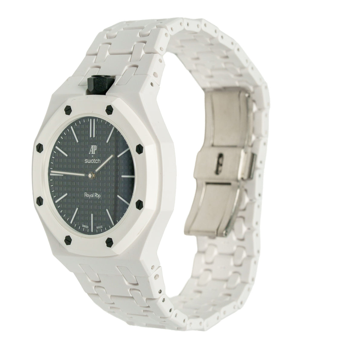 White Ceramic Watch Strap Band with Ceramic Case Mod Kit For Swatch X AP Royal Pop