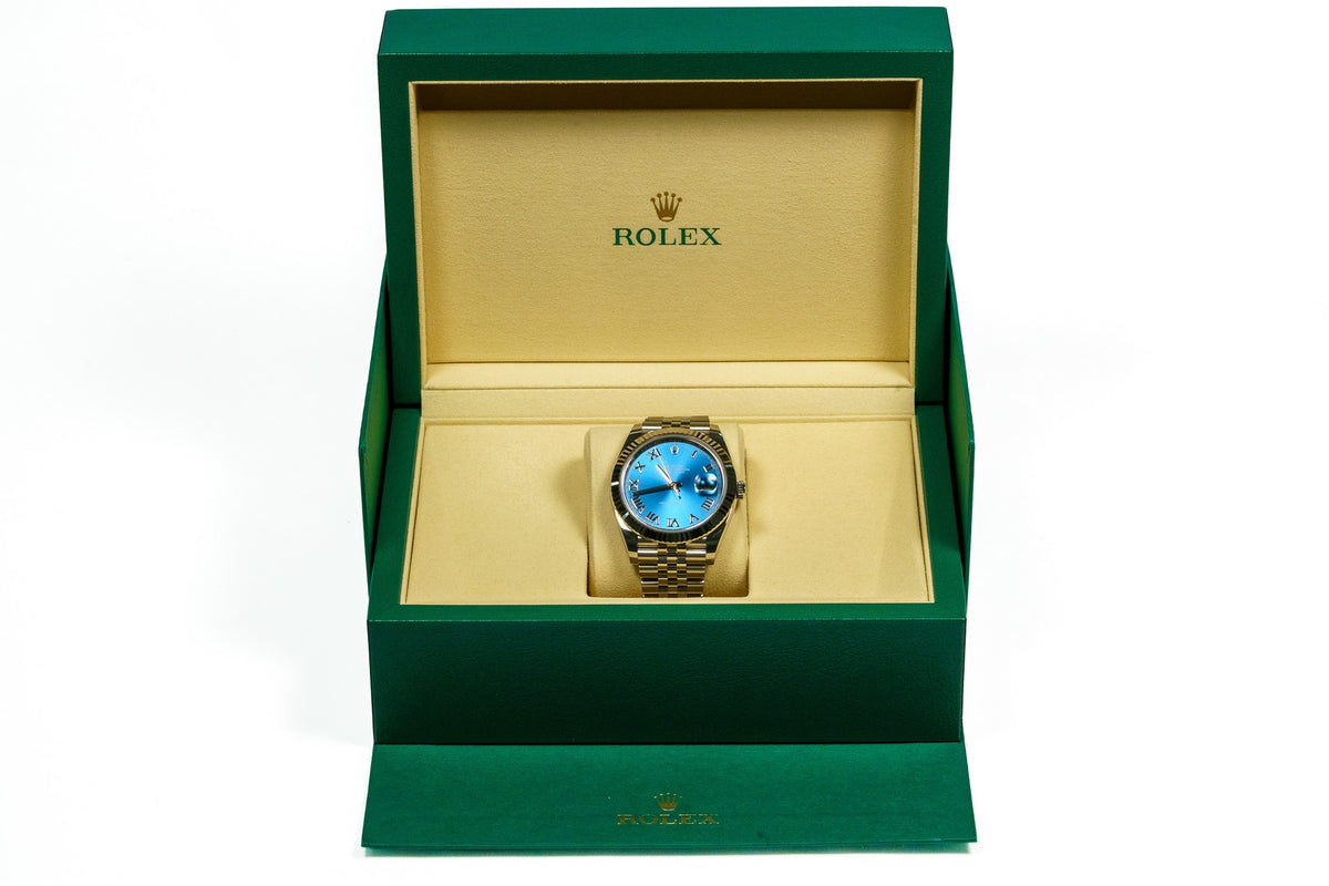 2026 Never Worn Rolex Datejust 41 Blue Roman Dial Fluted Bezel Steel Bracelet