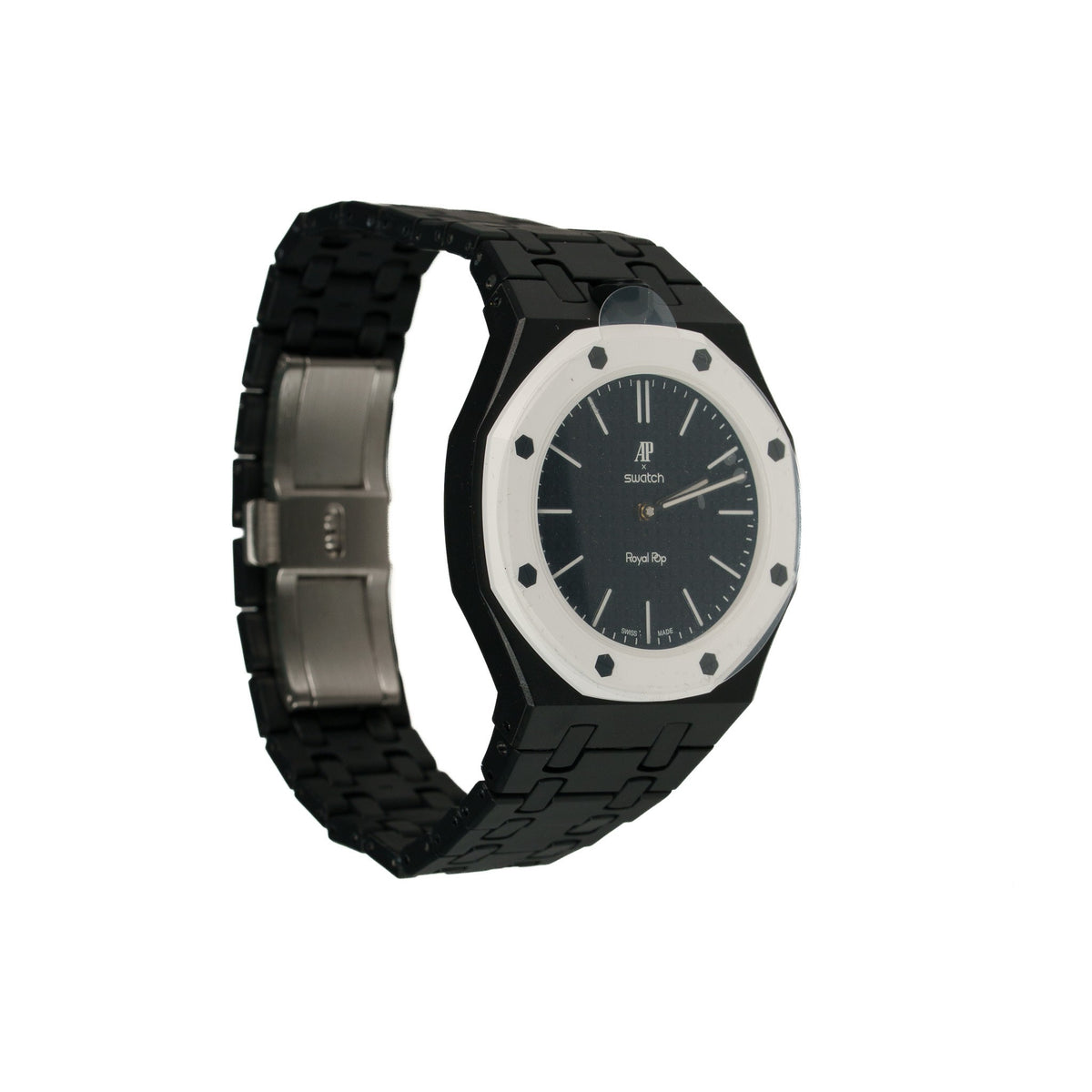 Black Ceramic Watch Strap Band with Ceramic Case Mod Kit For Swatch X AP Royal Pop