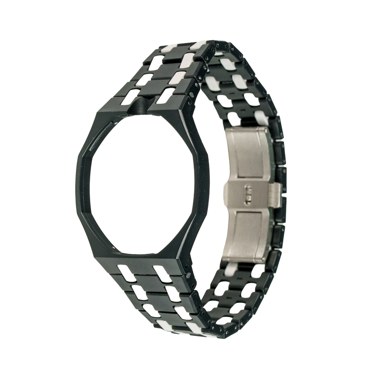 Black & White Ceramic Watch Strap Band with Ceramic Case Mod Kit For Swatch X AP Royal Pop