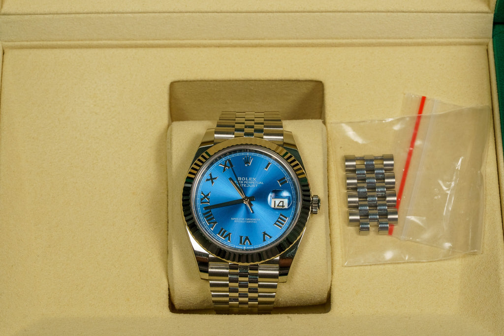 2026 Never Worn Rolex Datejust 41 Blue Roman Dial Fluted Bezel Steel Bracelet
