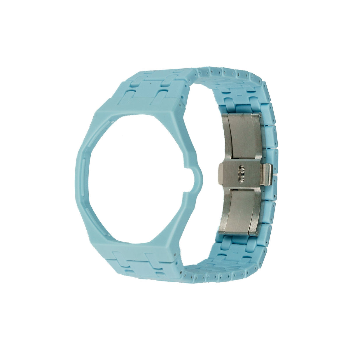 Powder Blue Ceramic Watch Strap Band with Ceramic Case Mod Kit For Swatch X AP Royal Pop
