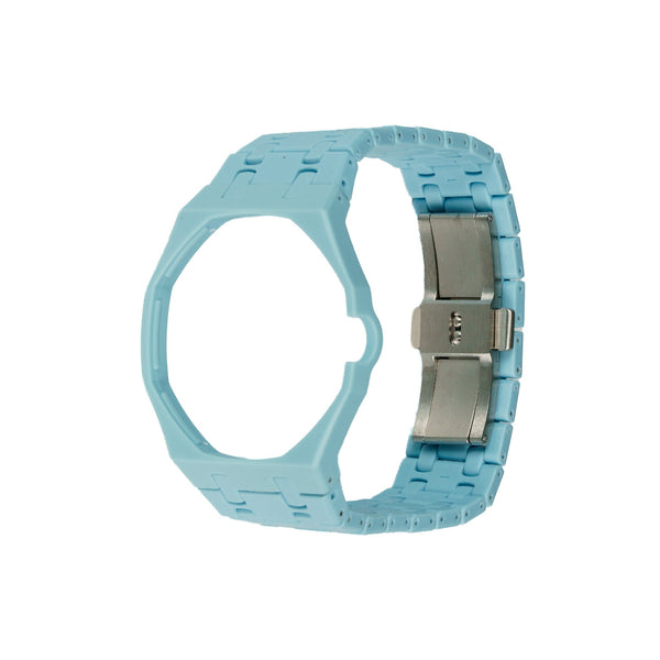 Powder Blue Ceramic Watch Strap Band with Ceramic Case Mod Kit For Swatch X AP Royal Pop
