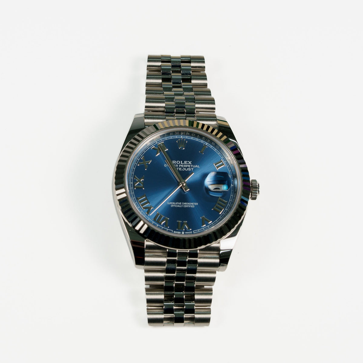 2026 Never Worn Rolex Datejust 41 Blue Roman Dial Fluted Bezel Steel Bracelet