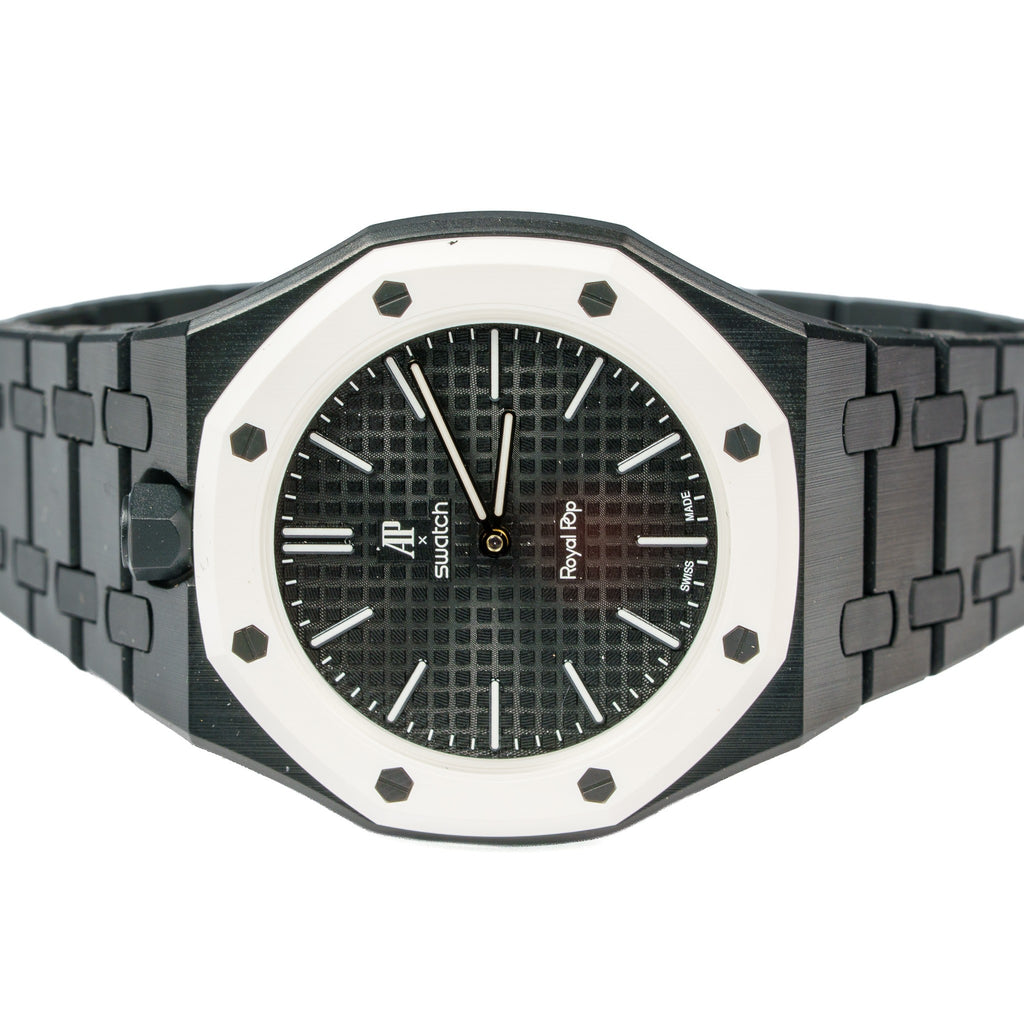 Black Ceramic Watch Strap Band with Ceramic Case Mod Kit For Swatch X AP Royal Pop