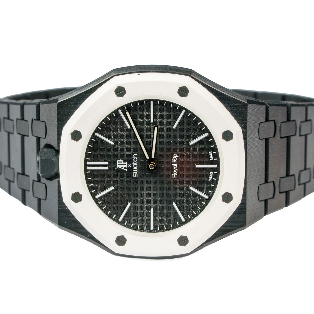 Black Ceramic Watch Strap Band with Ceramic Case Mod Kit For Swatch X AP Royal Pop