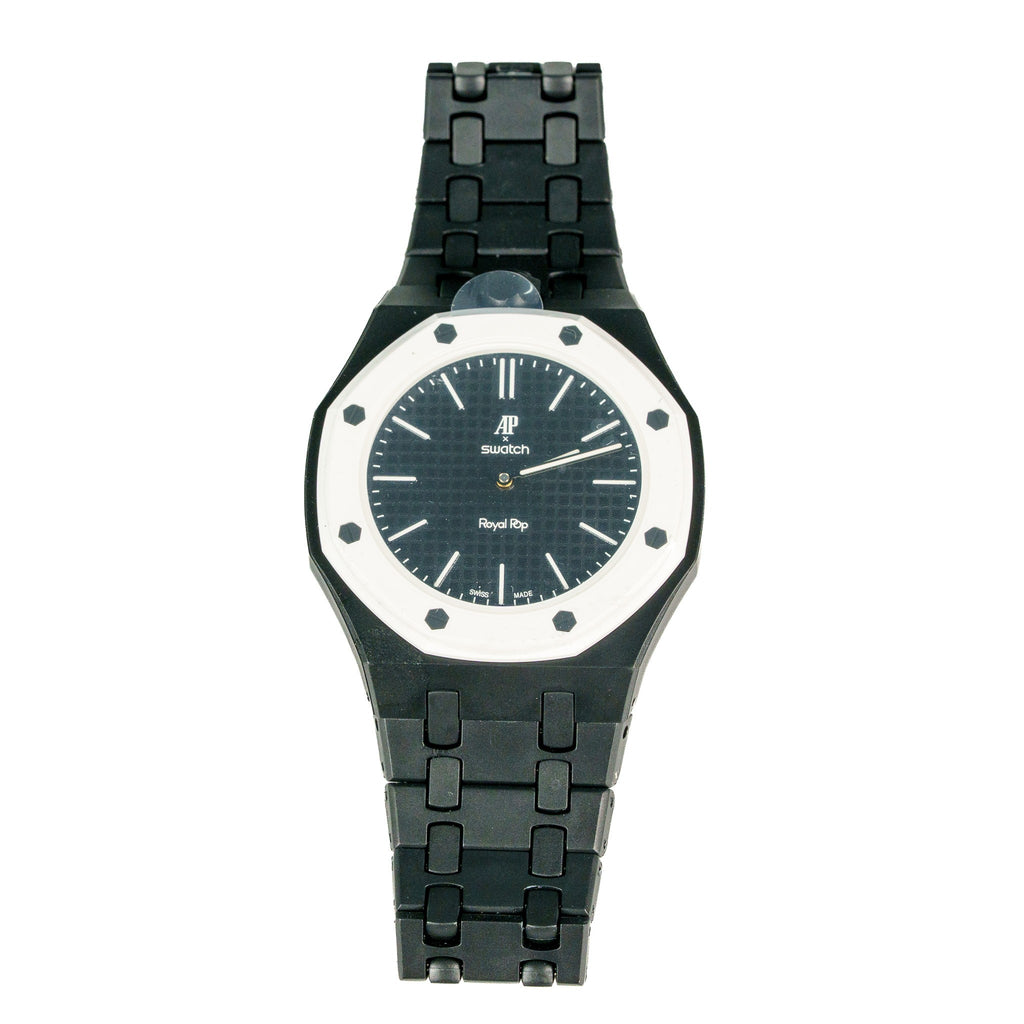 Black Ceramic Watch Strap Band with Ceramic Case Mod Kit For Swatch X AP Royal Pop