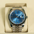 2026 Never Worn Rolex Datejust 41 Blue Roman Dial Fluted Bezel Steel Bracelet