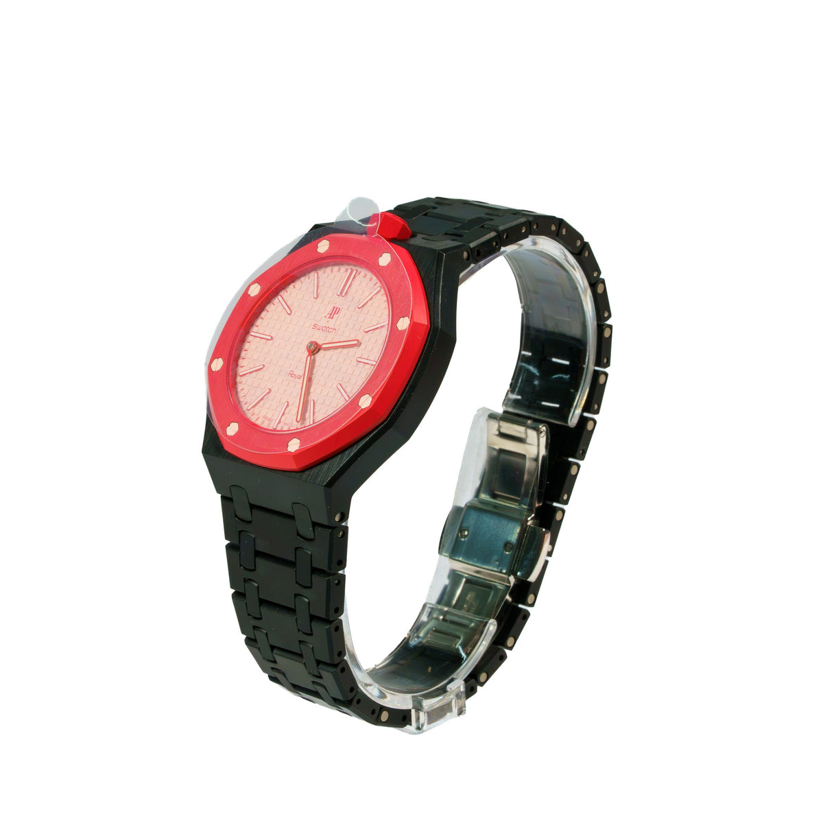 Black Ceramic Watch Strap Band with Ceramic Case Mod Kit For Swatch X AP Royal Pop