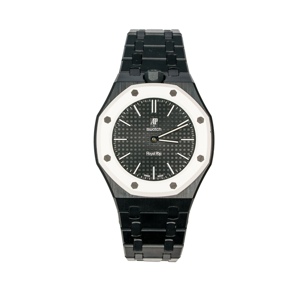 Black Ceramic Watch Strap Band with Ceramic Case Mod Kit For Swatch X AP Royal Pop
