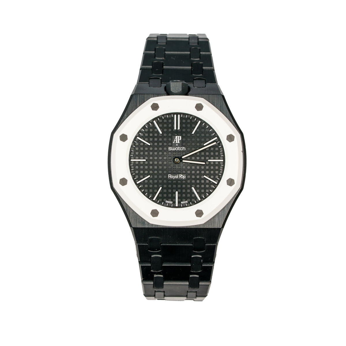 Black Ceramic Watch Strap Band with Ceramic Case Mod Kit For Swatch X AP Royal Pop