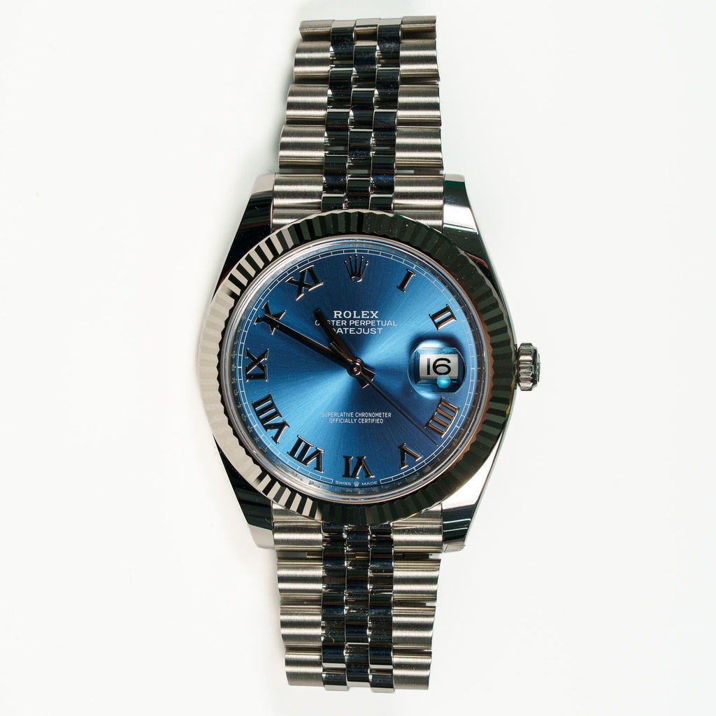 2026 Never Worn Rolex Datejust 41 Blue Roman Dial Fluted Bezel Steel Bracelet
