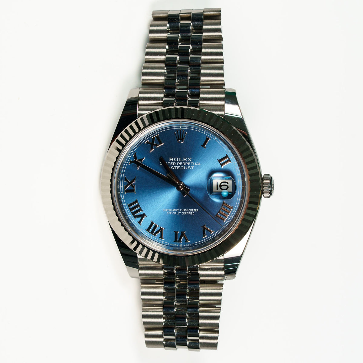2026 Never Worn Rolex Datejust 41 Blue Roman Dial Fluted Bezel Steel Bracelet