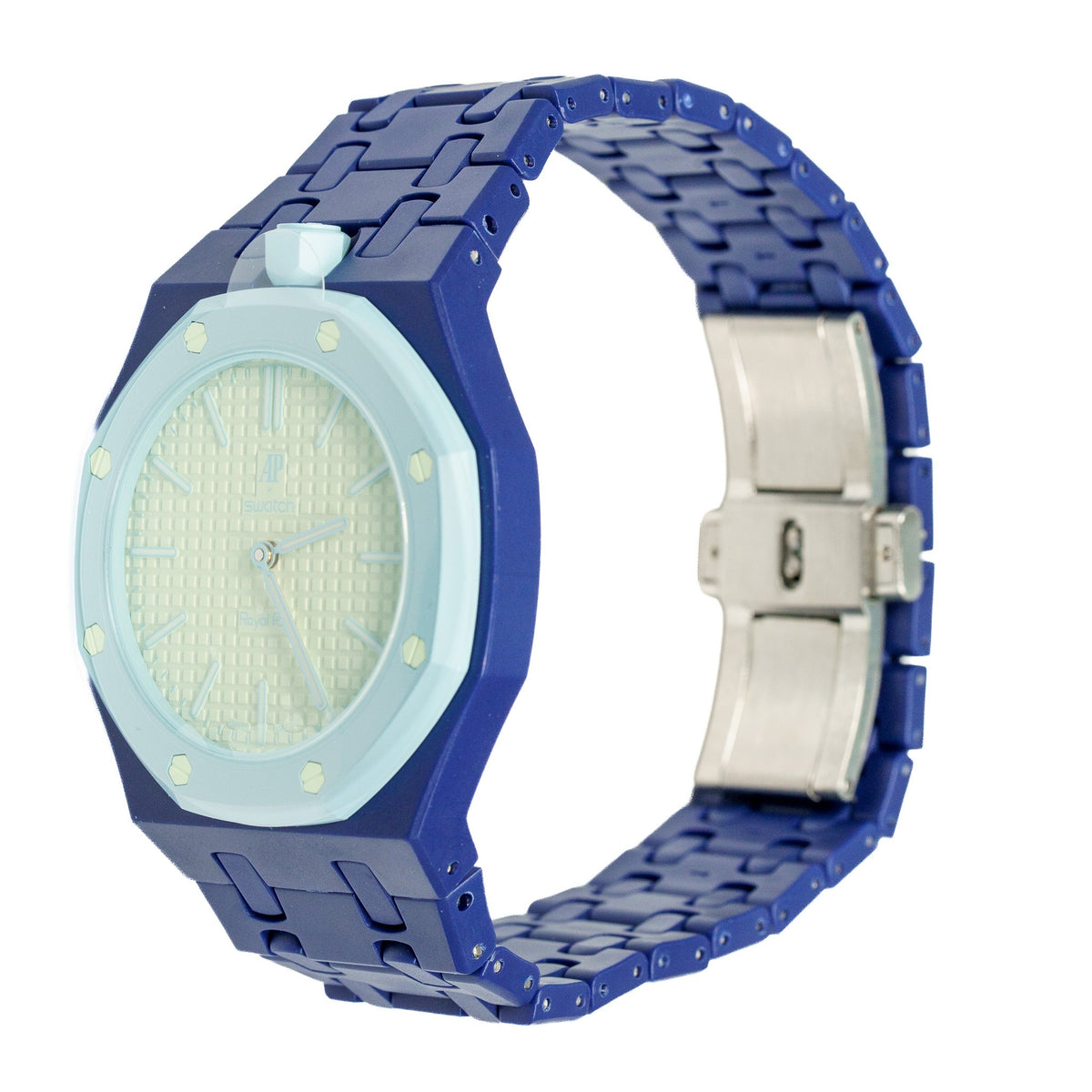 Navy Ceramic Watch Strap Band with Ceramic Case Mod Kit For Swatch X AP Royal Pop