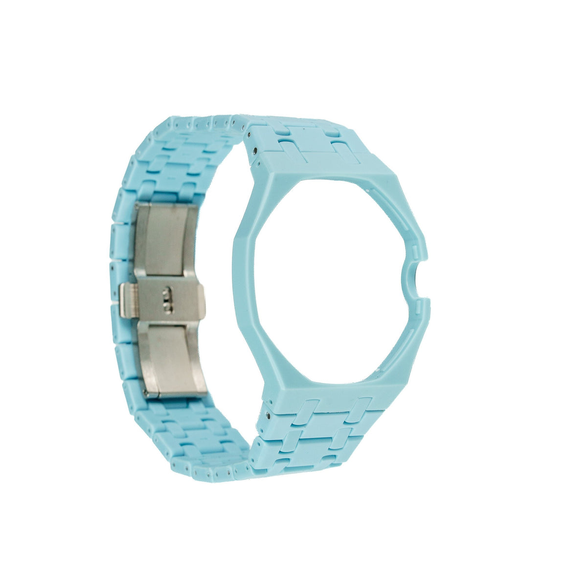 Powder Blue Ceramic Watch Strap Band with Ceramic Case Mod Kit For Swatch X AP Royal Pop