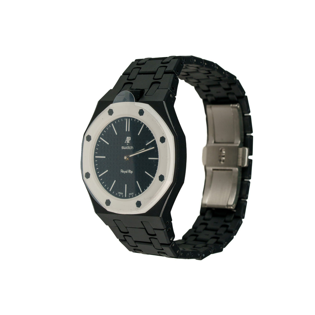 Black Ceramic Watch Strap Band with Ceramic Case Mod Kit For Swatch X AP Royal Pop