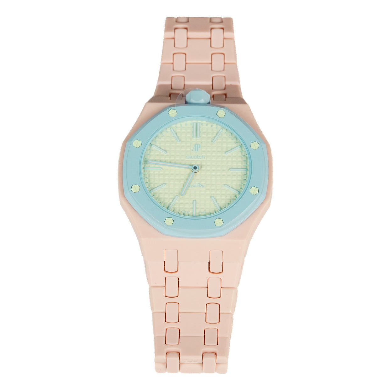 Blush Ceramic Watch Strap Band with Ceramic Case Mod Kit For Swatch X AP Royal Pop