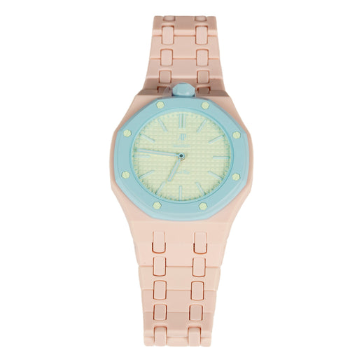 Blush Ceramic Watch Strap Band with Ceramic Case Mod Kit For Swatch X AP Royal Pop