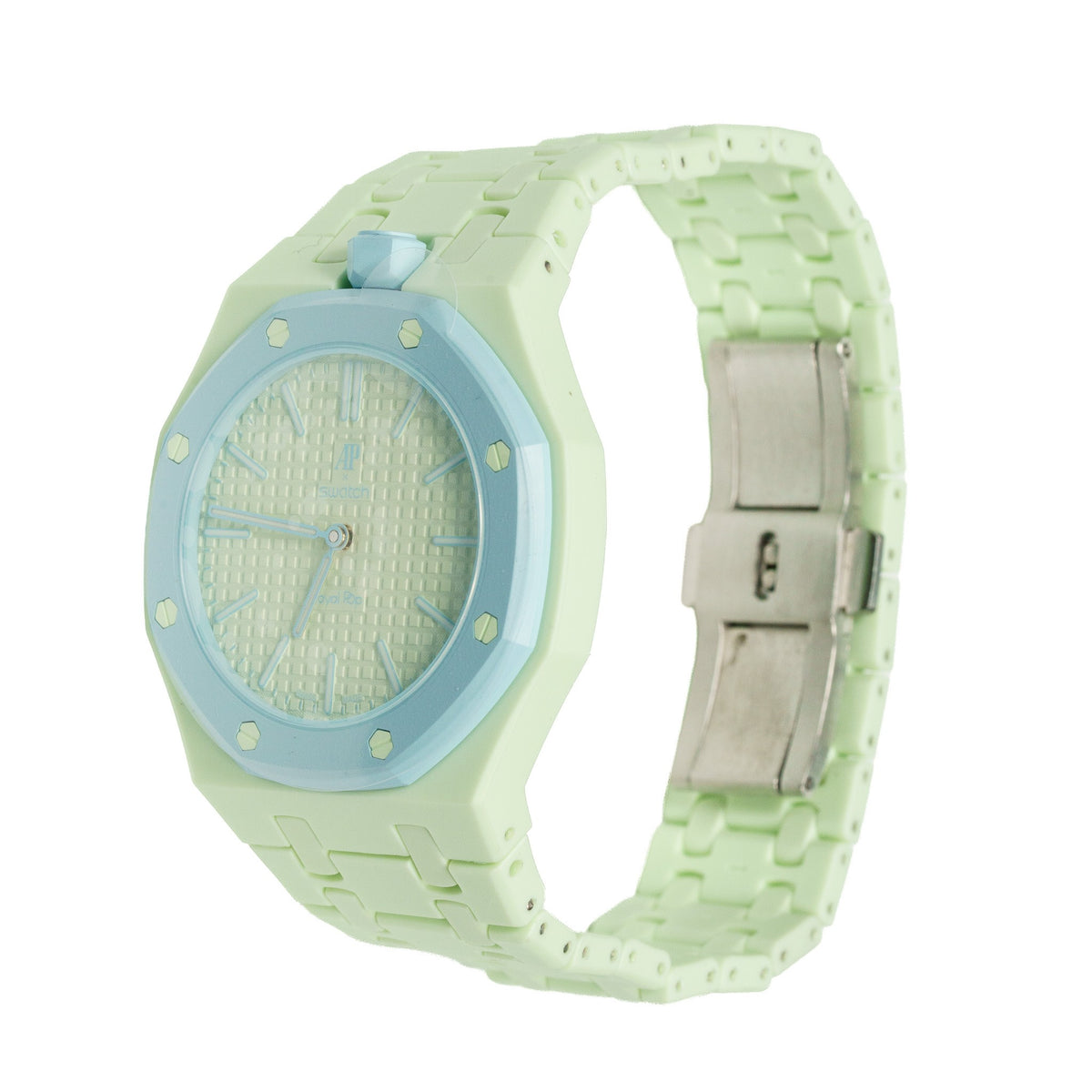 Mint Ceramic Watch Strap Band with Ceramic Case Mod Kit For Swatch X AP Royal Pop