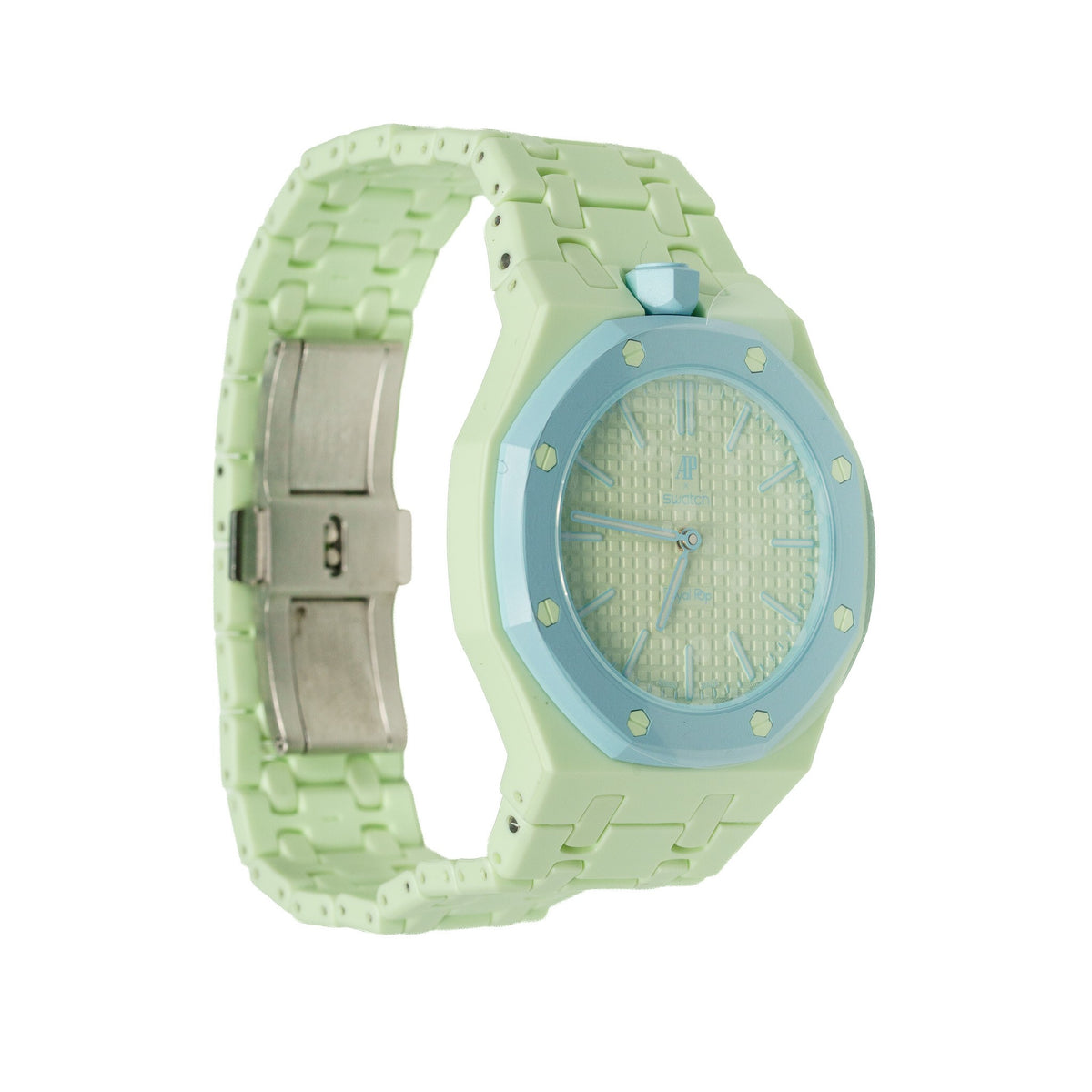 Mint Ceramic Watch Strap Band with Ceramic Case Mod Kit For Swatch X AP Royal Pop