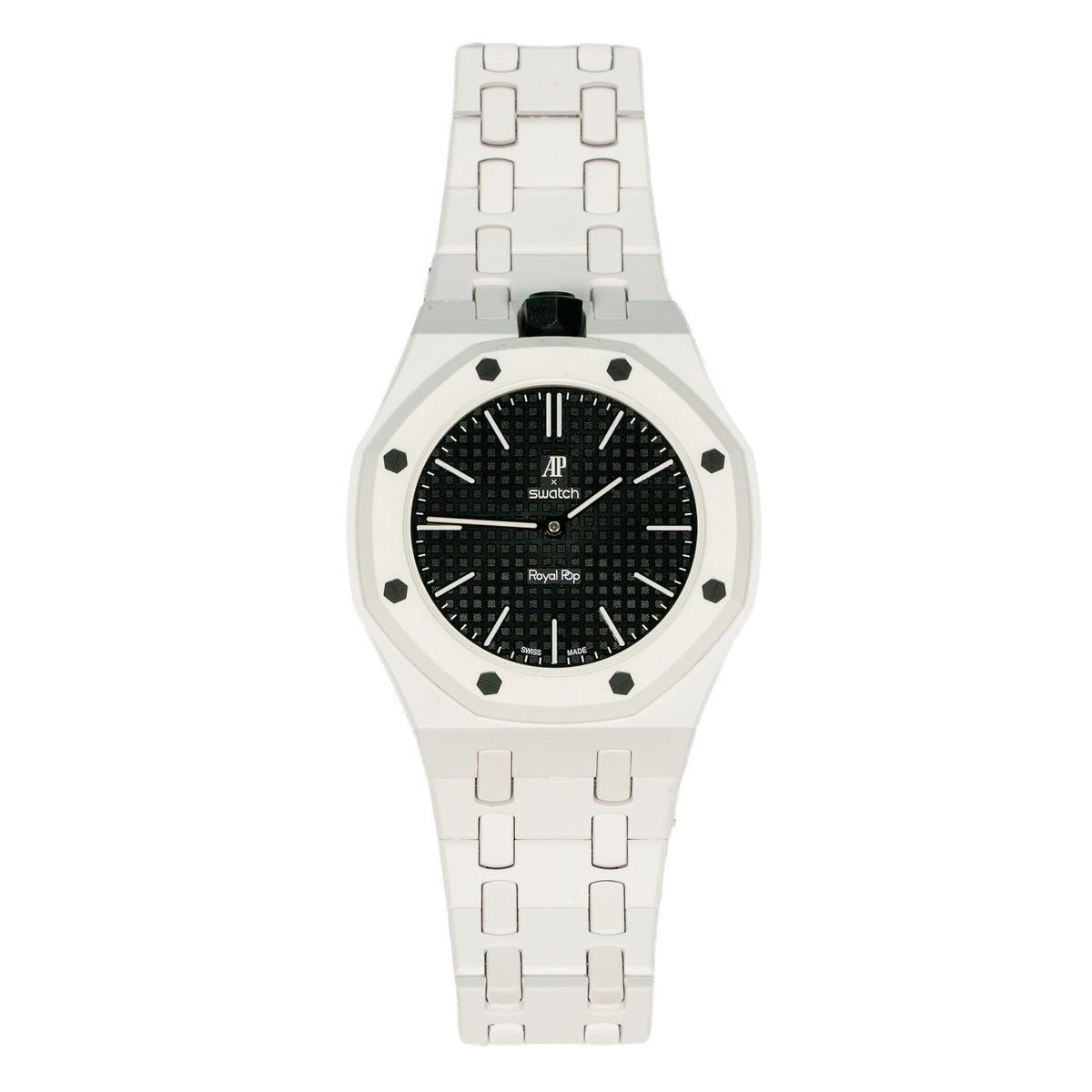 White Ceramic Watch Strap Band with Ceramic Case Mod Kit For Swatch X AP Royal Pop