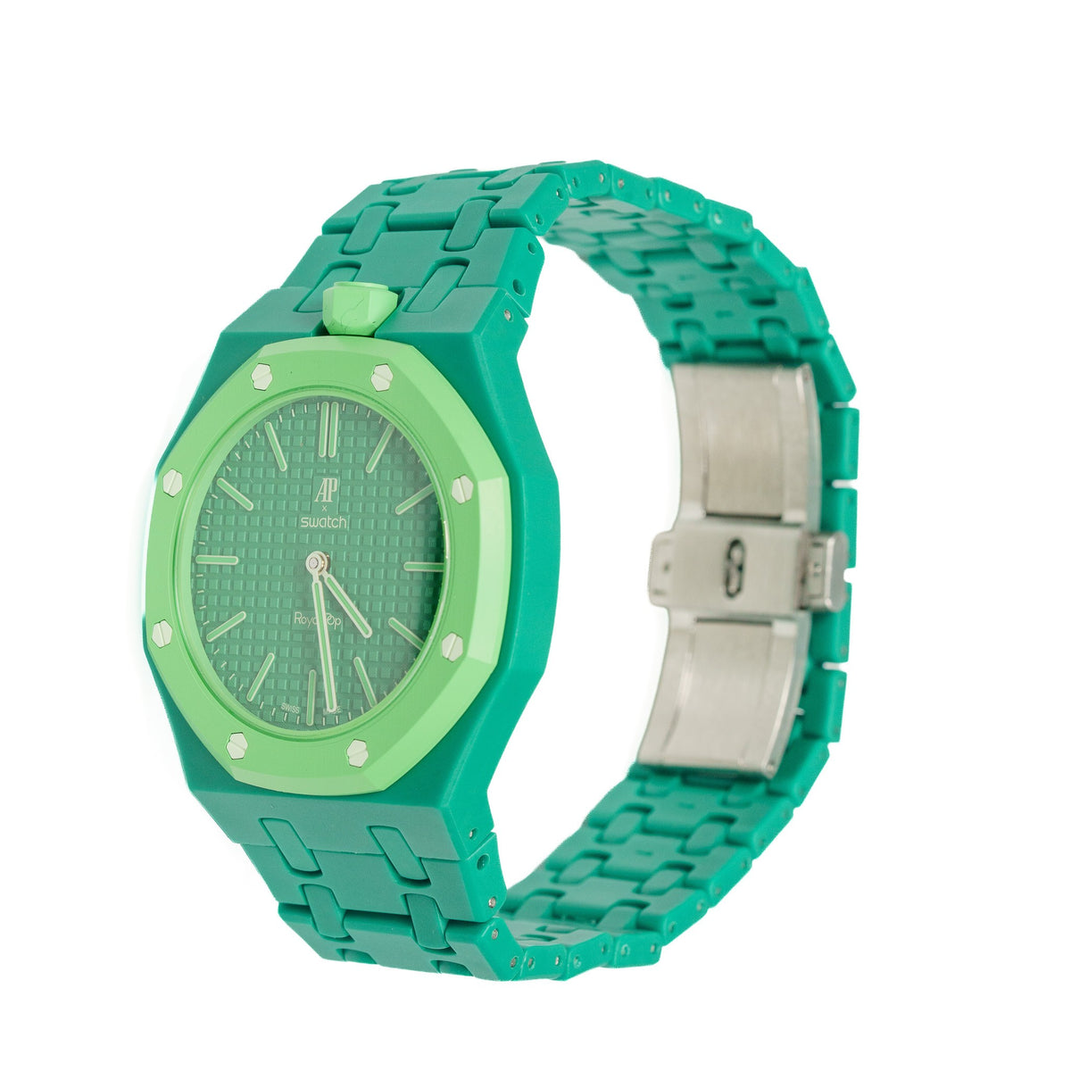 Green Ceramic Watch Strap Band with Ceramic Case Mod Kit For Swatch X AP Royal Pop