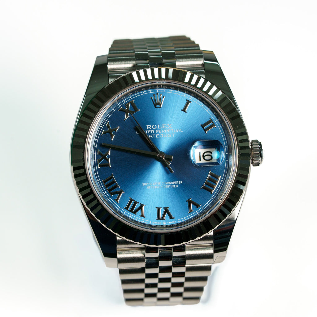 2026 Never Worn Rolex Datejust 41 Blue Roman Dial Fluted Bezel Steel Bracelet