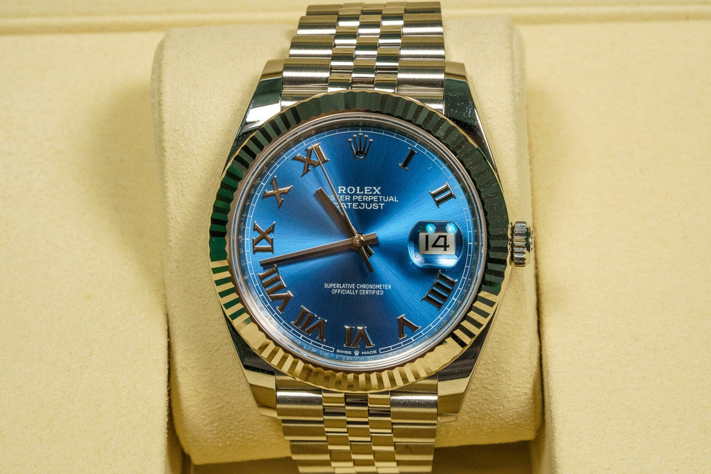 2026 Never Worn Rolex Datejust 41 Blue Roman Dial Fluted Bezel Steel Bracelet