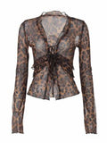Leopard Mesh Long Sleeve Top