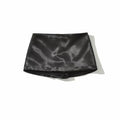 Satin Wrap Mini Skirt — black
