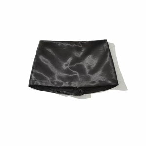 Satin Wrap Mini Skirt — black