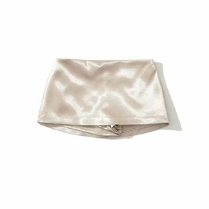 Satin Wrap Mini Skirt — champagne