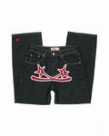 Star Logo Baggy Jeans — red star