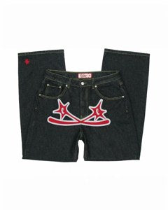 Star Logo Baggy Jeans — red star