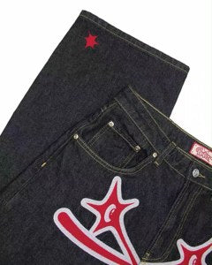 Star Logo Baggy Jeans — red star