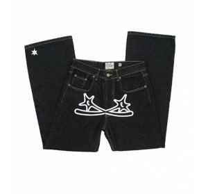 Star Logo Baggy Jeans — white star