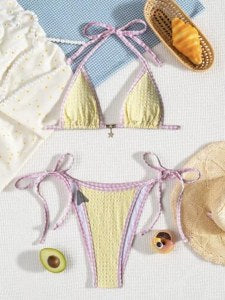 Textured Triangle Bikini Set