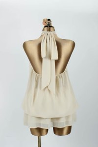 Tiered Chiffon Halter Mini Dress — cream